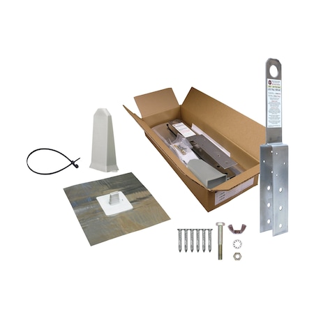 Super Anchor Safety ARS Tile Roof Fall Arrest Anchor Kit 14ga. sst+Alum Flashing Base EPDM+Stem Cover Gray+Tether Strap 2820-G